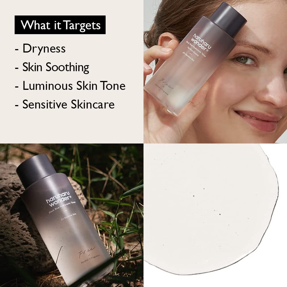 HARUHARU WONDER - Black Rice Hyaluronic Toner for Sensitive Skin - Fragrance Free - 300ml - Dolly Jolly