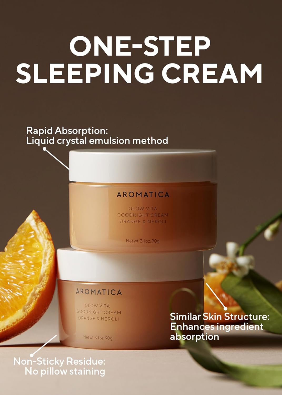 AROMATICA - Glow Vita Goodnight Cream Orange & Neroli 3.1fl oz/90g - Dolly Jolly