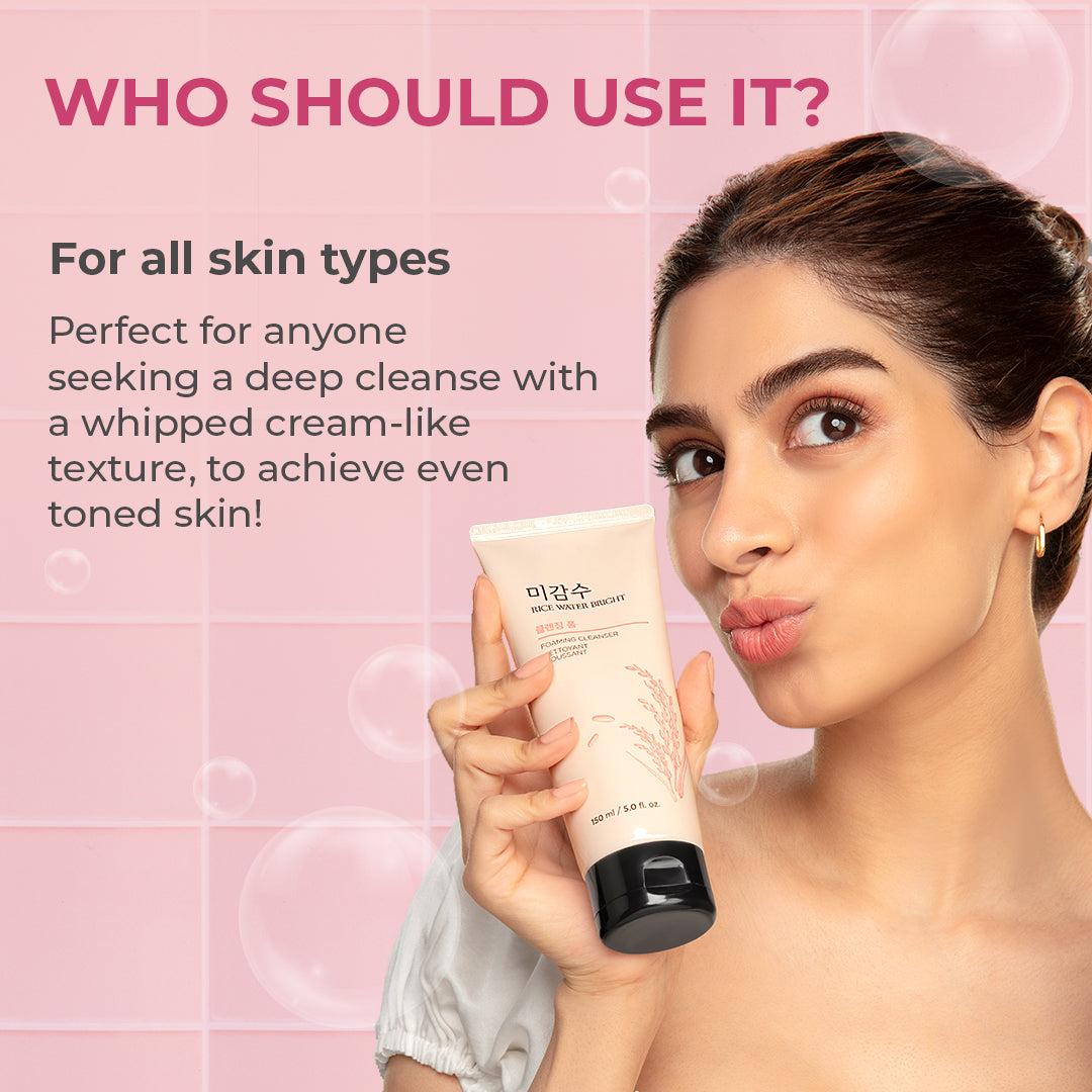 THE FACE SHOP - Rice Water Bright Rice Bran Facial Foaming Cleanser - Dolly Jolly LLC
