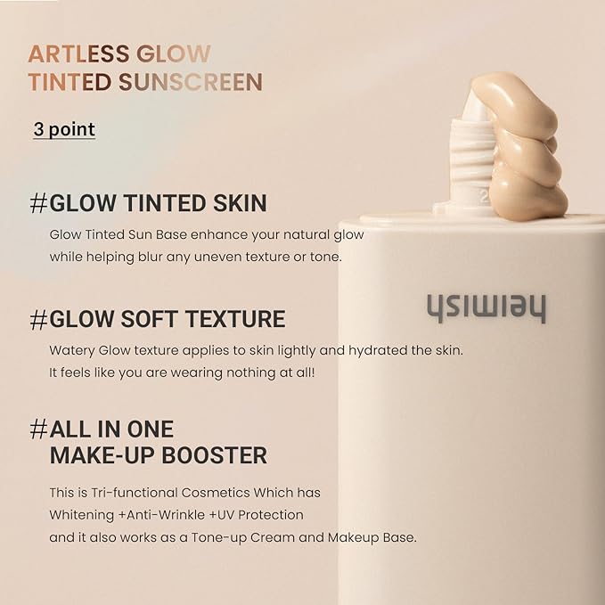 HEIMISH Artless Glow Tinted Sunscreen Shine Beige SPF50+ PA+++ 40ml - Dolly Jolly